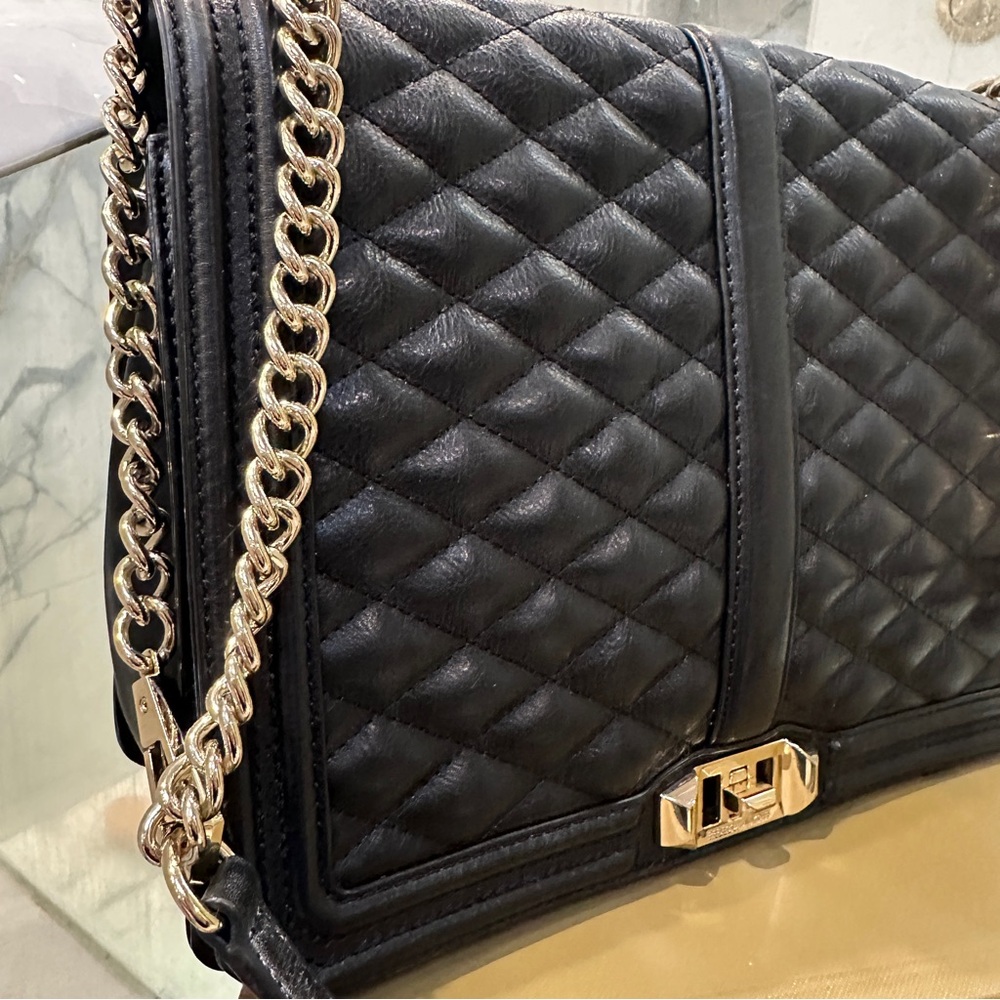 Rebecca Minkoff Love Crossbody Quilted Leather Chain Strap Turn Lock Bag - Picture 4 of 11